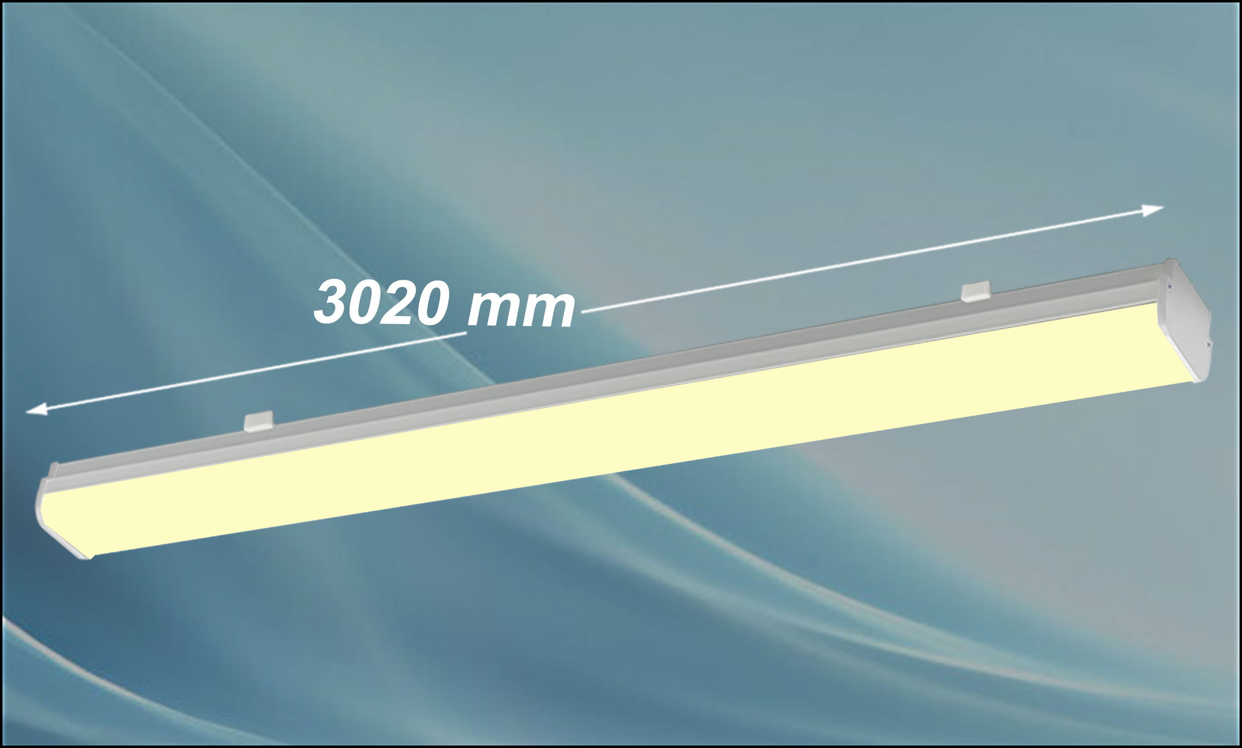 چراغ روکار خطي مدل آفرين 150 وات ال اي دي LED با طول 302 سانت بدنه آلومينيومي با طريقه نصب ثبت اختراعي کلوين 4000